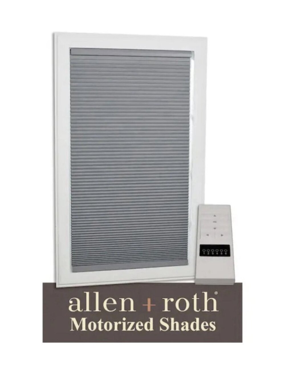 🪟 2 NIB allen + roth Motorized Cellular Shades Gray 35" x 72" Blackout Remote